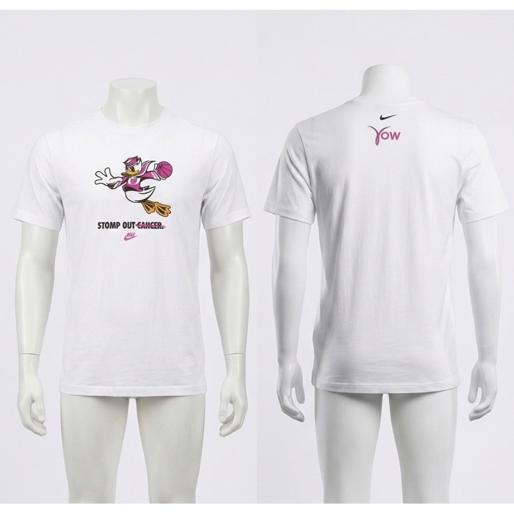 Nike Oregon Ducks‎ Stomp Out Cancer T-Shirt Mens L White Pink Basketball Kay Yow